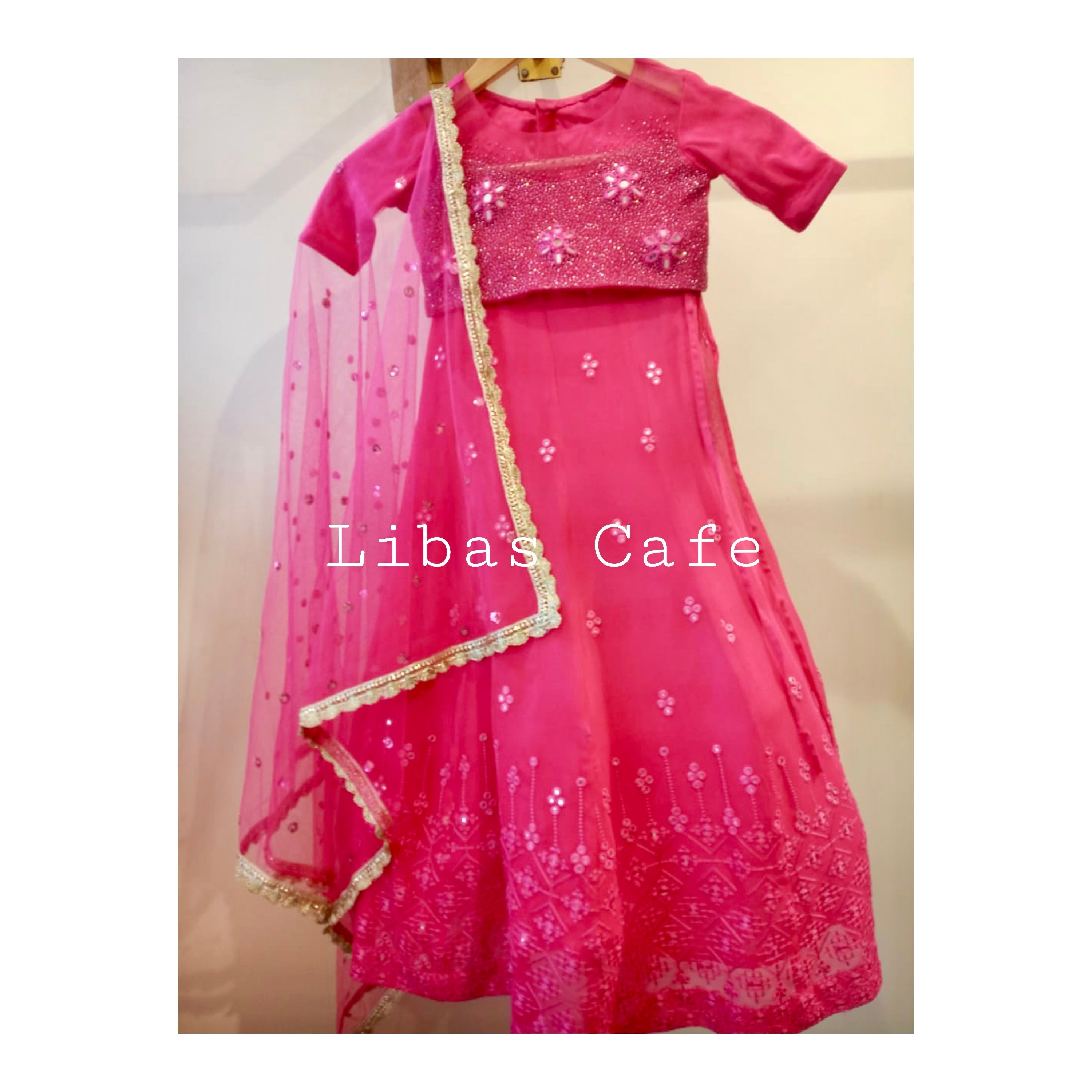 Pink Lakhnavi Baby Girl Lehenga